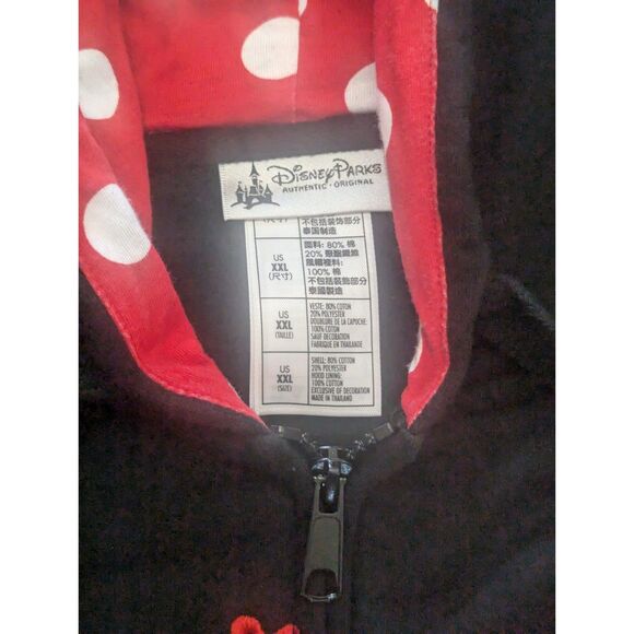 Disney Parks Minnie Mouse XXL Zip-Up Hoodie – Adorable Polka Dot Ears! - Picture 4 of 5